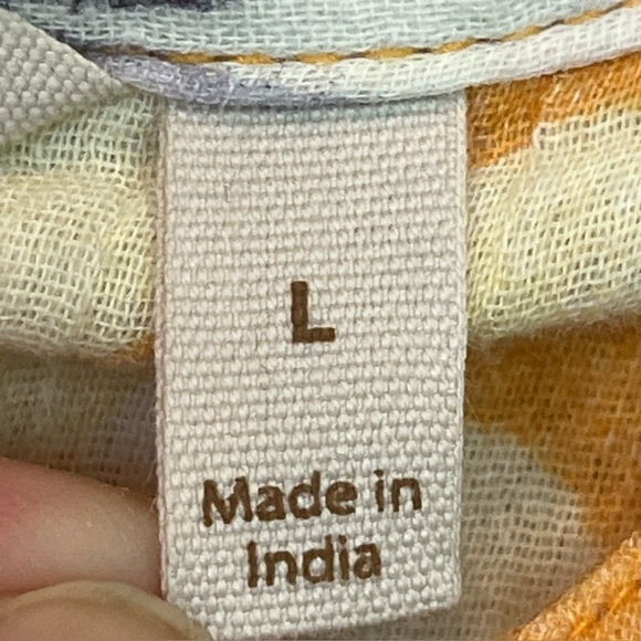 Soft Surroundings Pauleena Gauzy Orange Floral Asian Blouse Top Sz L Buttons - Picture 5 of 15